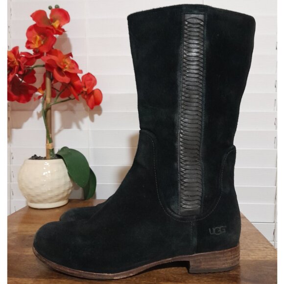 UGG leather distressed look Annisa riding boots women's sz 8 - Picture 1 of 10